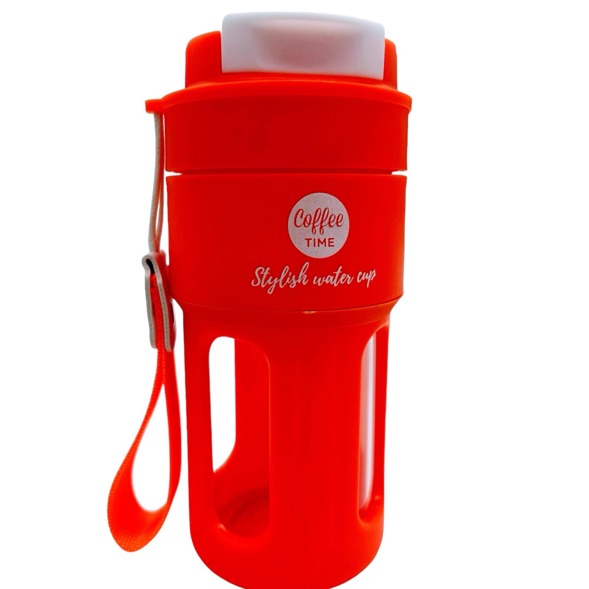 Coffee Time Stylish Water Cup features — wide mouth, sealing silicone ring, wide lifting rope