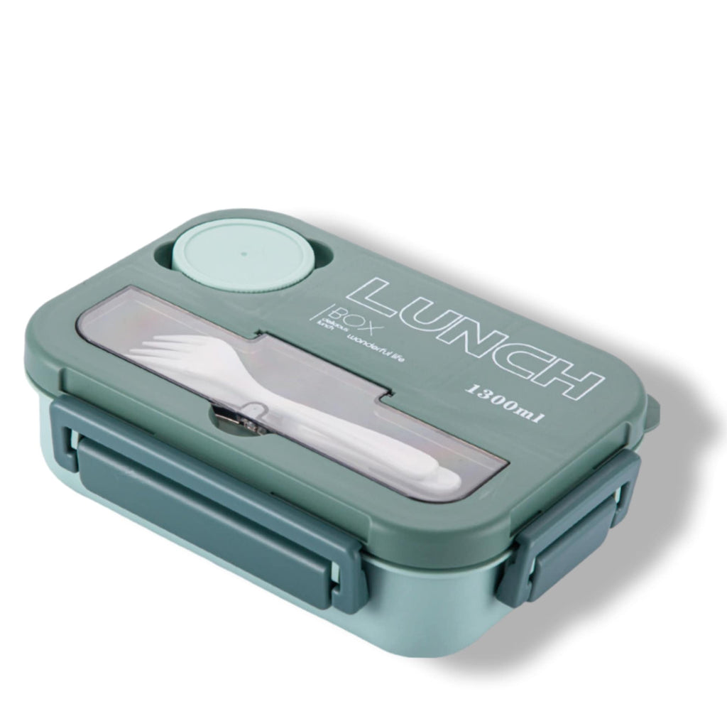 1300ml Leakproof Lunch Box with Cutlery & Sauce Container – Large Meal Prep Box