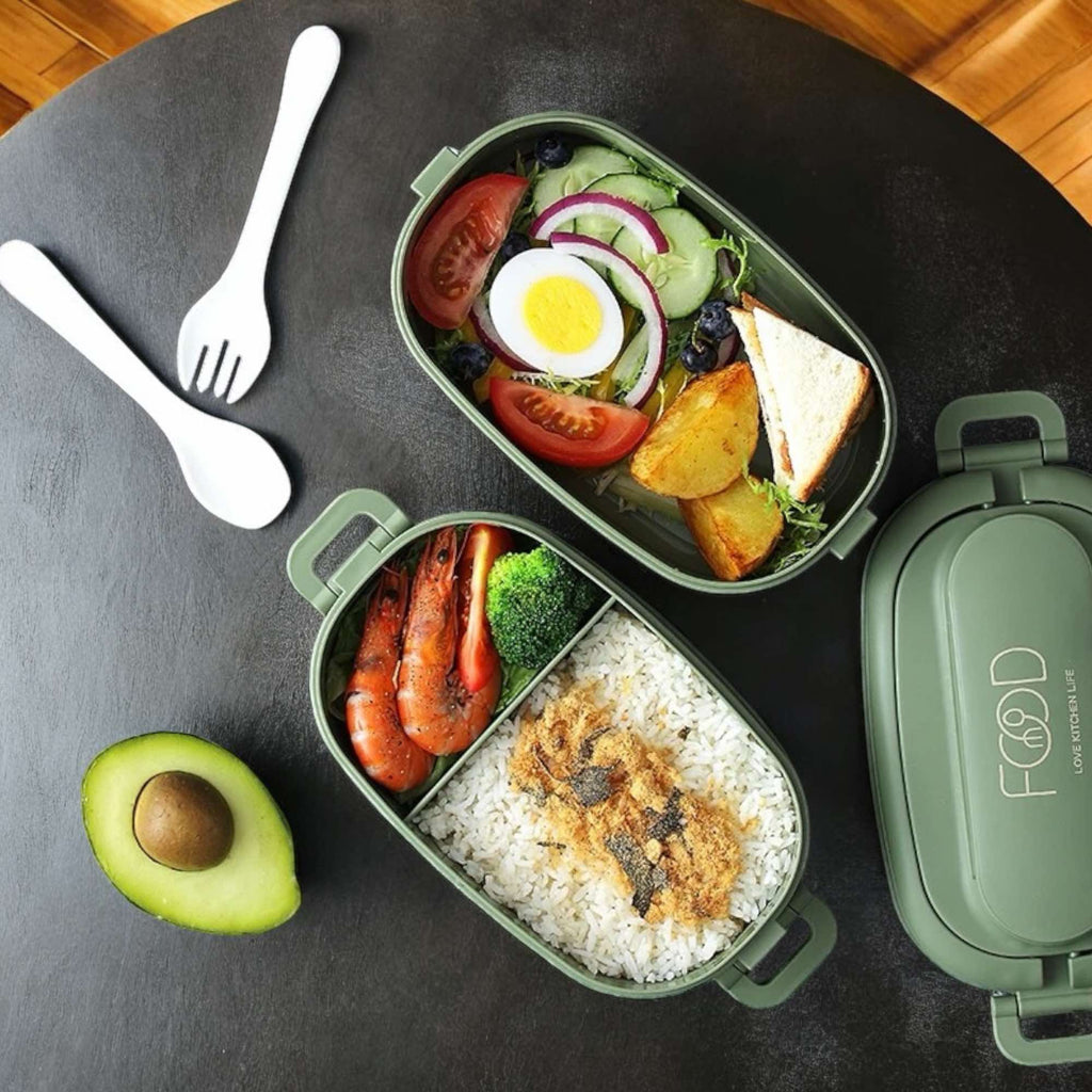Stackable Leakproof Lunch Box with Cutlery – Meal Prep Container for Work & School