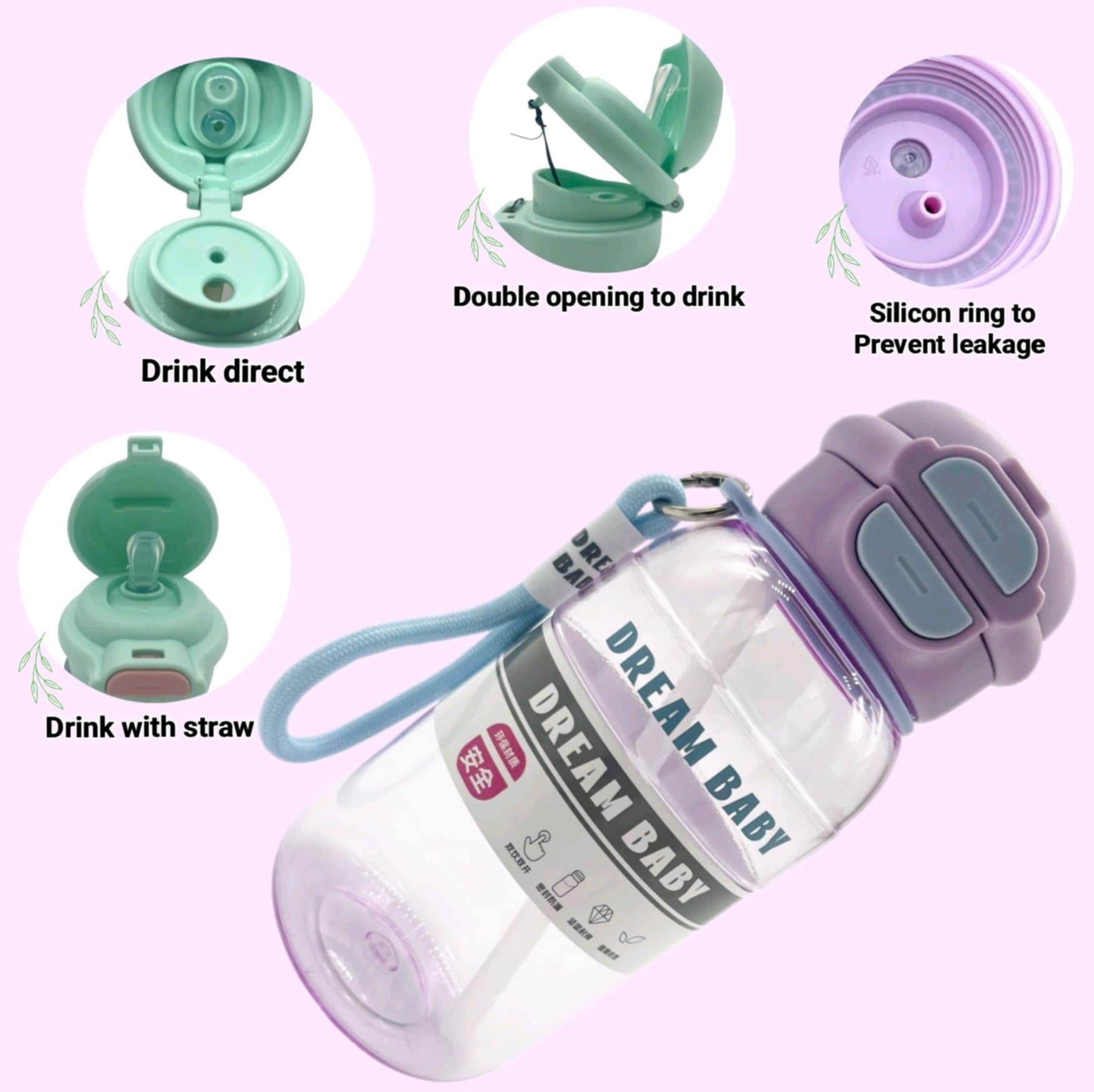 Dream Baby Kids Water Bottle in purple