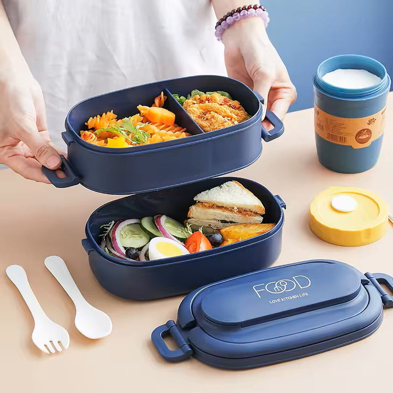 Stackable Leakproof Lunch Box with Cutlery – Meal Prep Container for Work & School