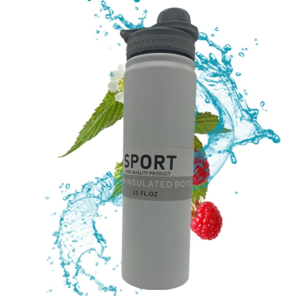 Sport Vacuum Insulated Water Bottle 750ml — Wide Mouth with Carry Handle