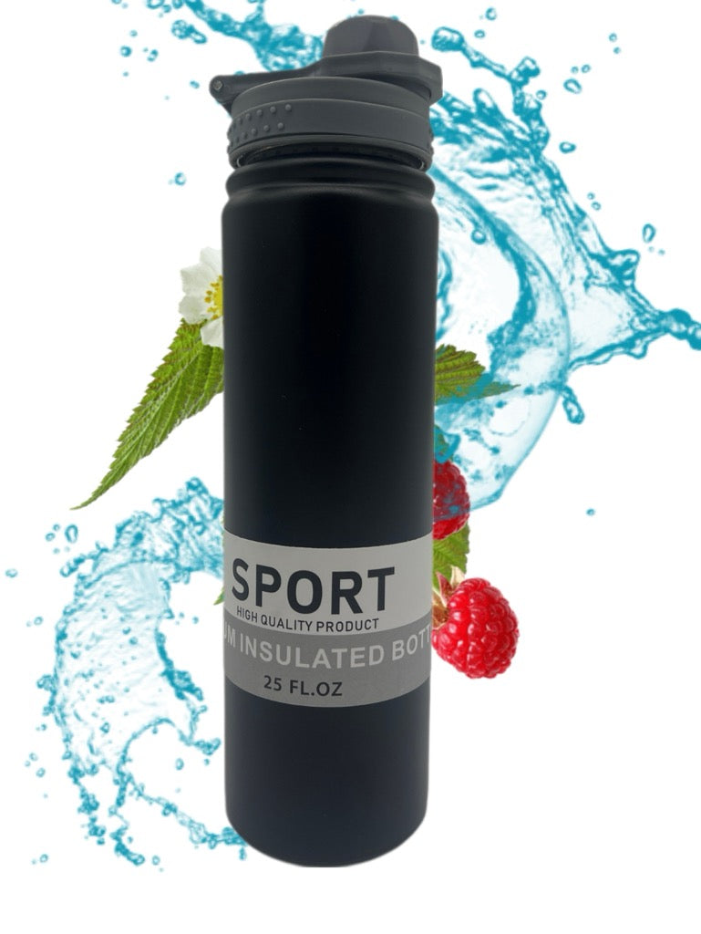 Sport Vacuum Insulated Water Bottle 750ml — Wide Mouth with Carry Handle