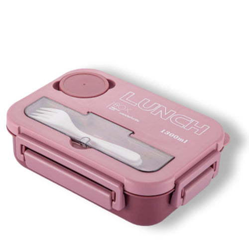 1300ml Lunch Box Yellow Blue open with food