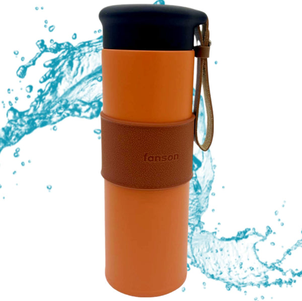 Fanson Thermos with Leather Strap 450ml – Stylish Insulated Travel Bottle
