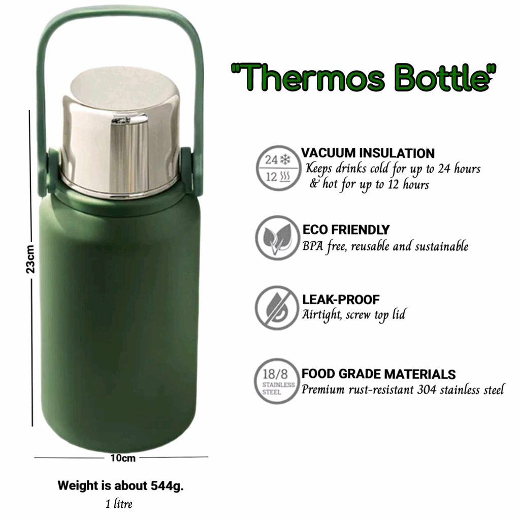 Insulated Thermos Bottle 1L – Keep Drinks Hot or Cold All Day
