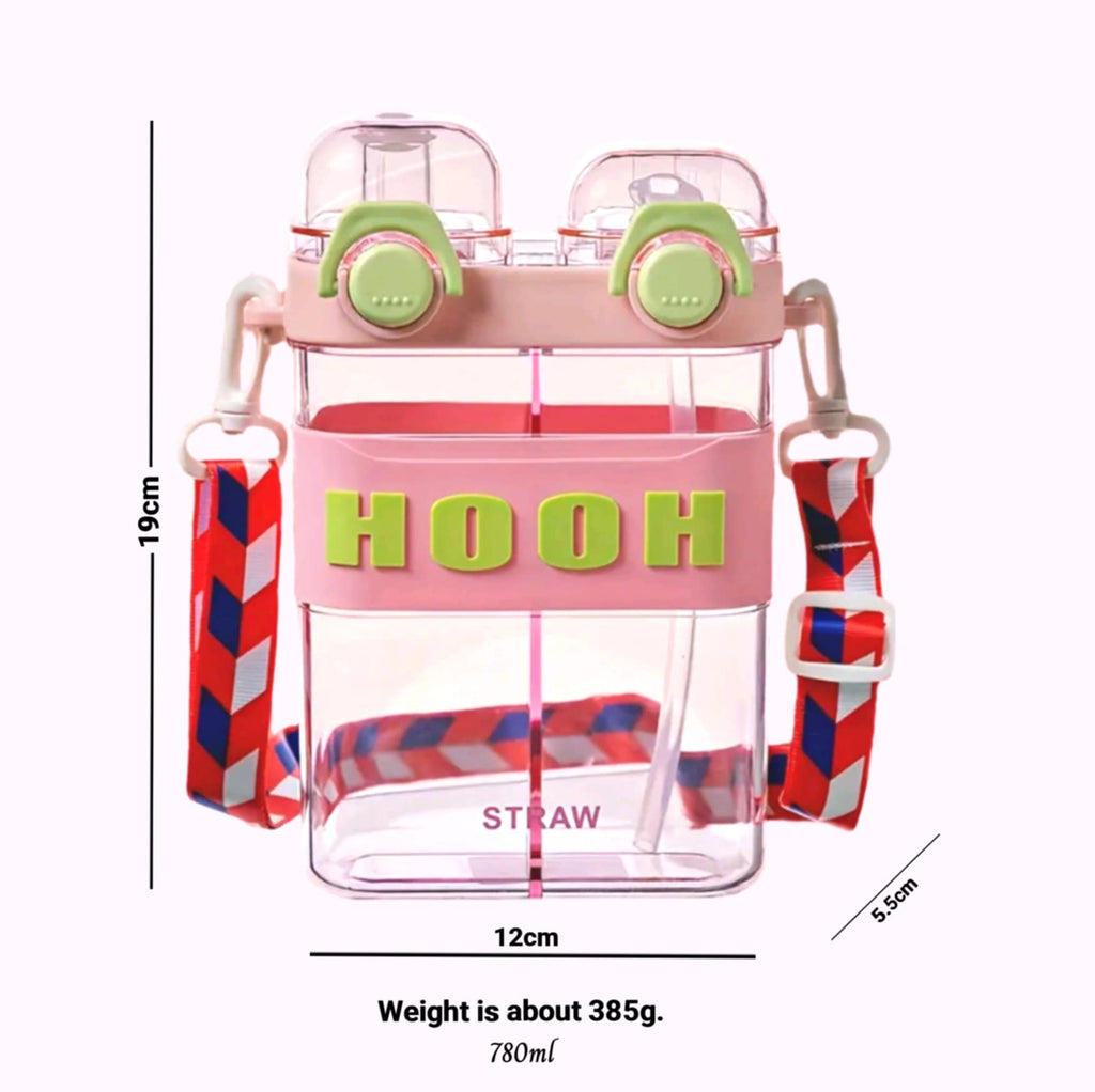HOOH Kids Dual-Chamber Water Bottle purple with water splash background
