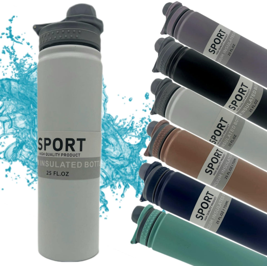 Sport Vacuum Insulated Water Bottle 750ml — Wide Mouth with Carry Handle