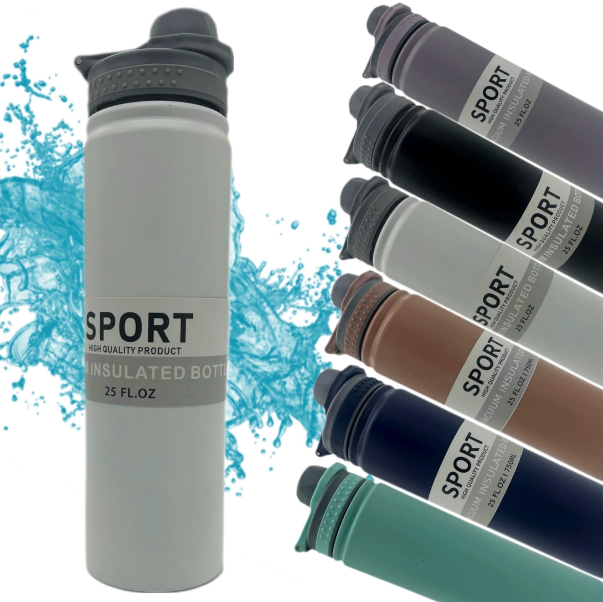 Sport Vacuum Insulated Water Bottle 750ml — Wide Mouth with Carry Handle