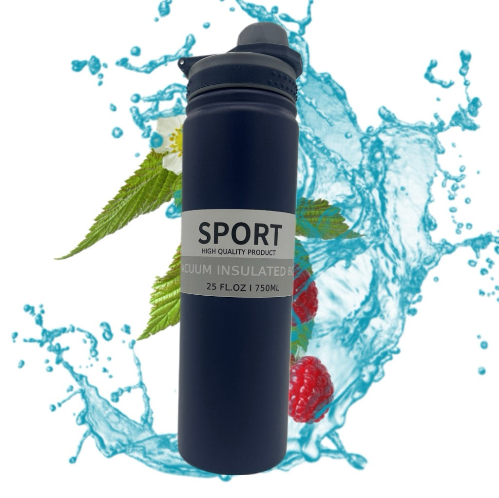 Sport Vacuum Insulated Water Bottle 750ml — Wide Mouth with Carry Handle