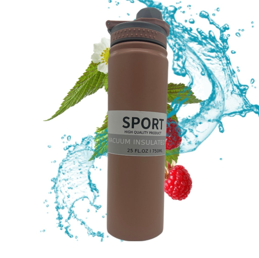 Sport Vacuum Insulated Water Bottle 750ml — Wide Mouth with Carry Handle