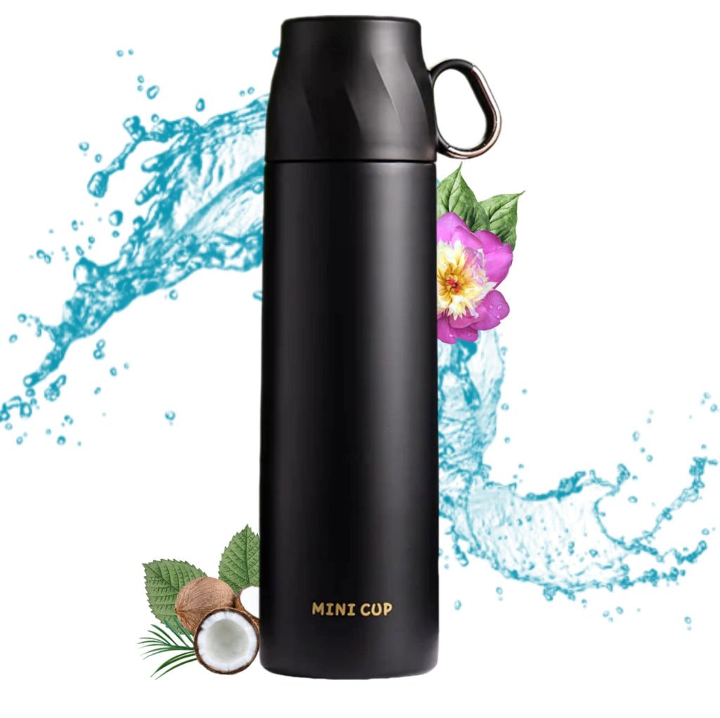 Mini Cup Thermos Flask forest green close-up product shot showing matte finish and logo