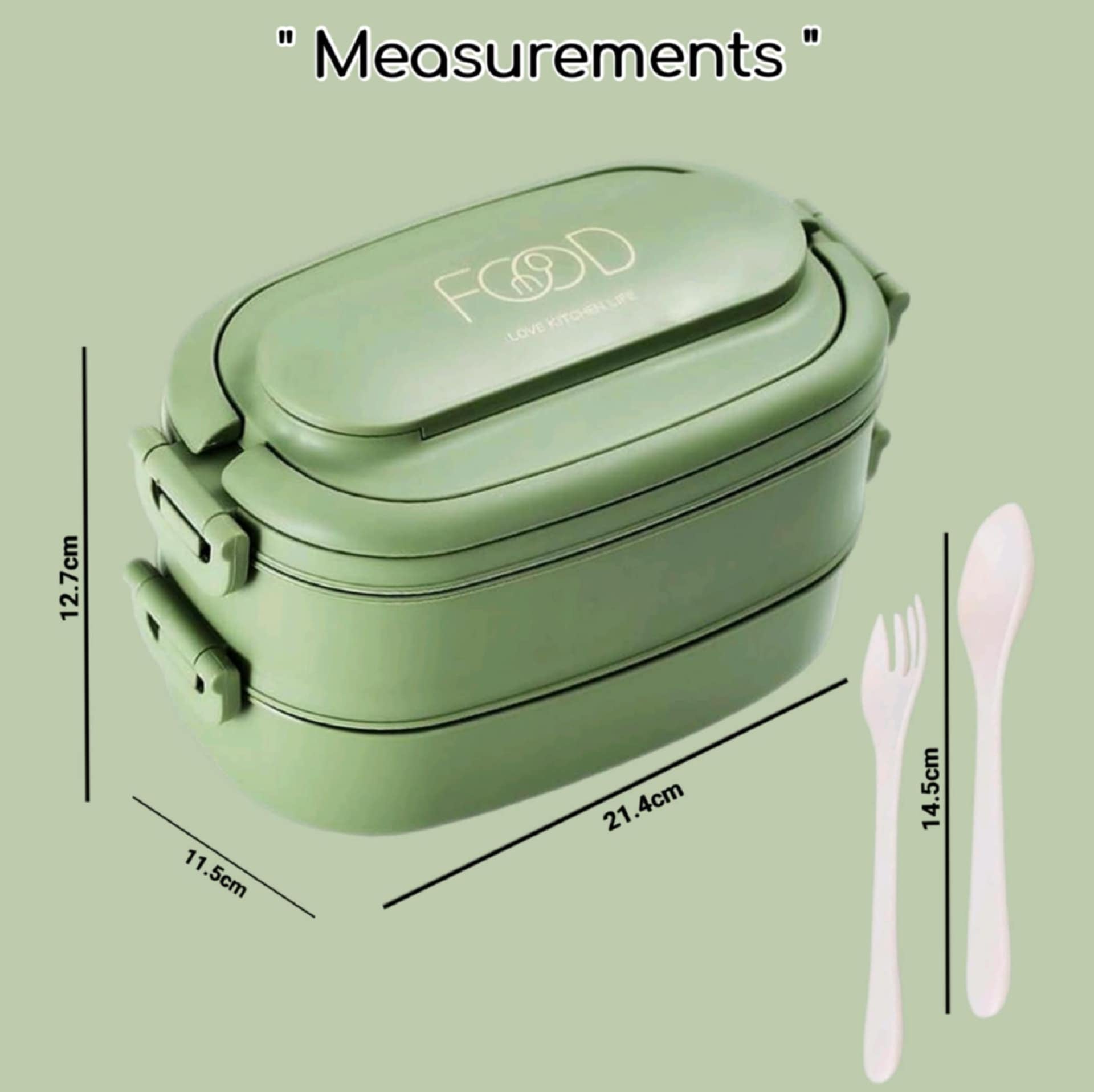 Lunch box measurements - 21.4cm x 11.5cm x 12.7cm