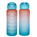 Motivational Water Bottle flip-top straw lid detail — one-handed opening, leak-proof seal